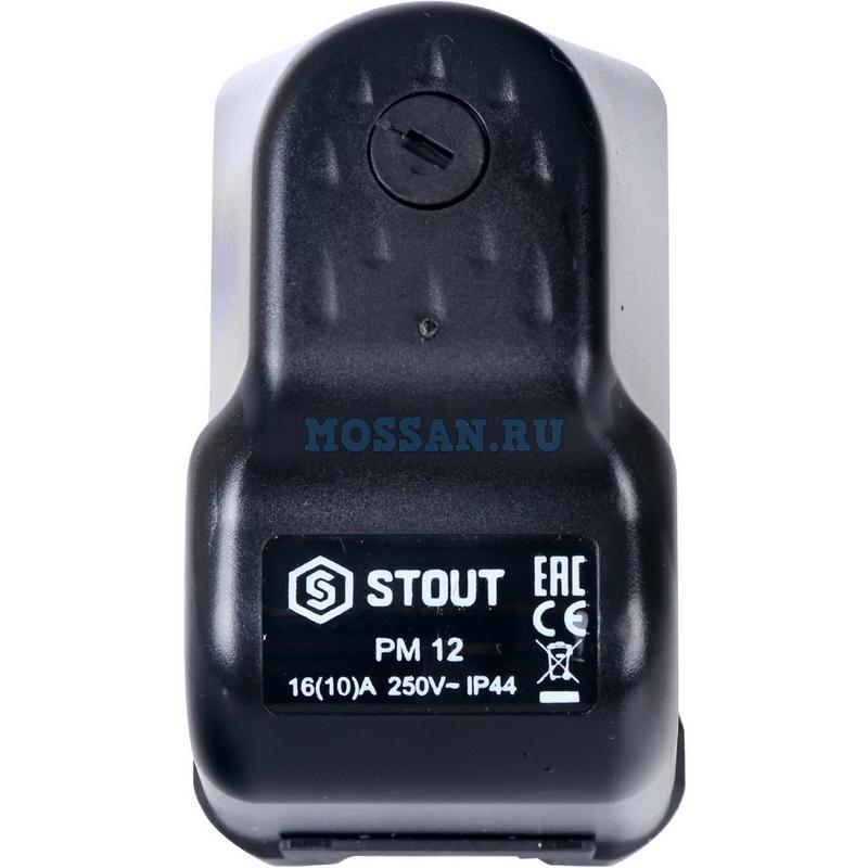 STOUT  Реле давления для водоснабжения PM12G, 3-12 бар,1/4", с накидной гайкой приборы управления