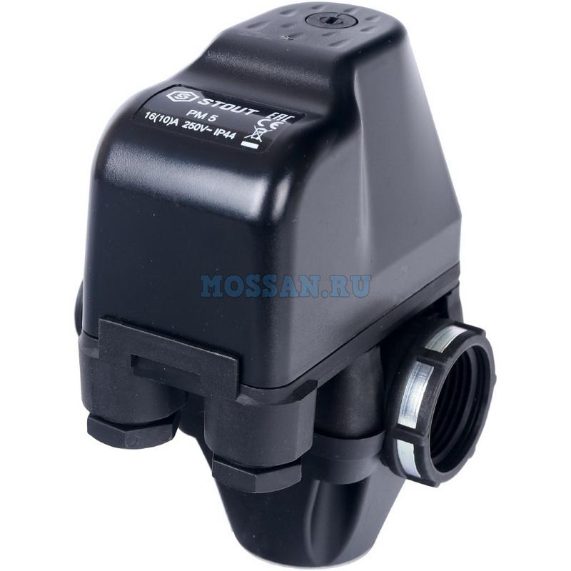 STOUT  Реле давления для водоснабжения со встроенным манометром PM5-3W, 1-5 бар приборы управления
