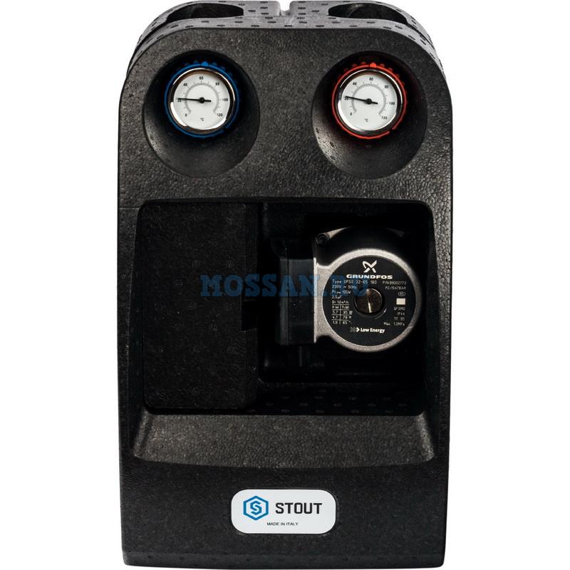 STOUT Насосная группа с прямым контуром 1" с насосом Grundfos UPSO 32-65 в теплоизоляции DN 32 Группы быстрого монтажа
