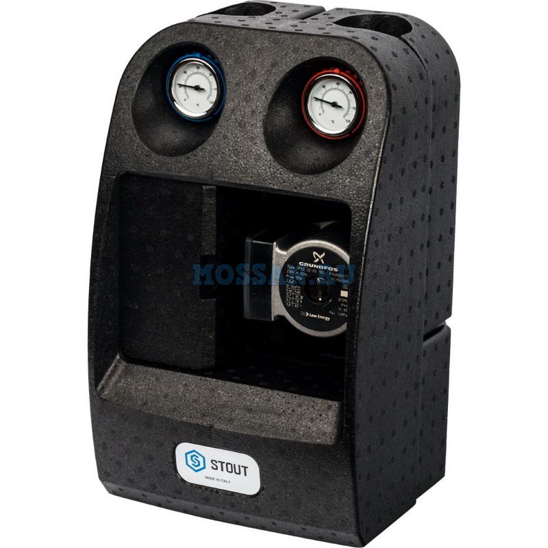 STOUT Насосная группа с прямым контуром 1" с насосом Grundfos UPSO 32-65 в теплоизоляции DN 32 Группы быстрого монтажа