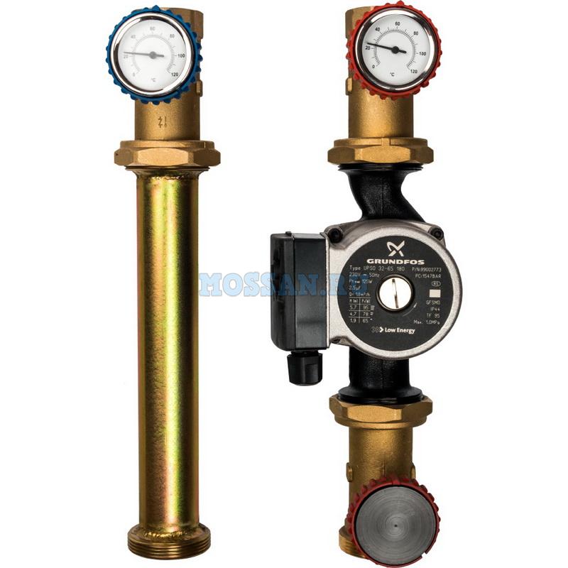STOUT Насосная группа с прямым контуром 1" с насосом Grundfos UPSO 32-65 в теплоизоляции DN 32 Группы быстрого монтажа