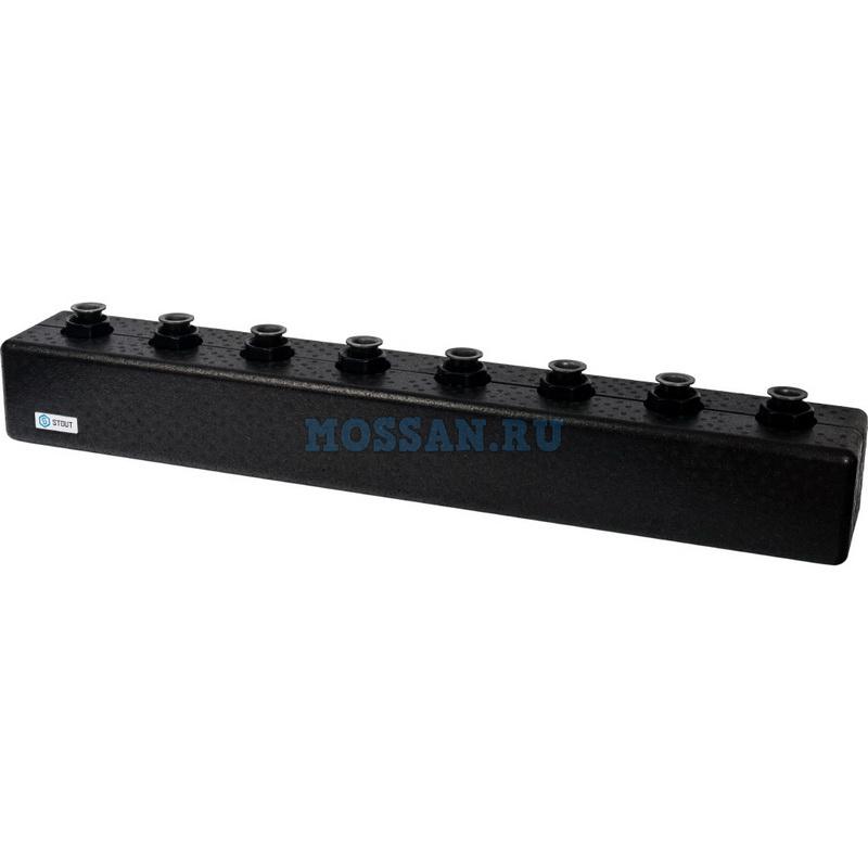 STOUT  Стальной распределительный коллектор 4 отопительных контура. В теплоизоляции DN 25 Группы быстрого монтажа