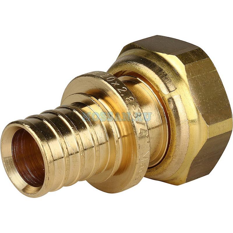 STOUT  Переходник с накидной гайкой 20xG 3/4" для труб из сшитого полиэтилена аксиальный Аксиальные