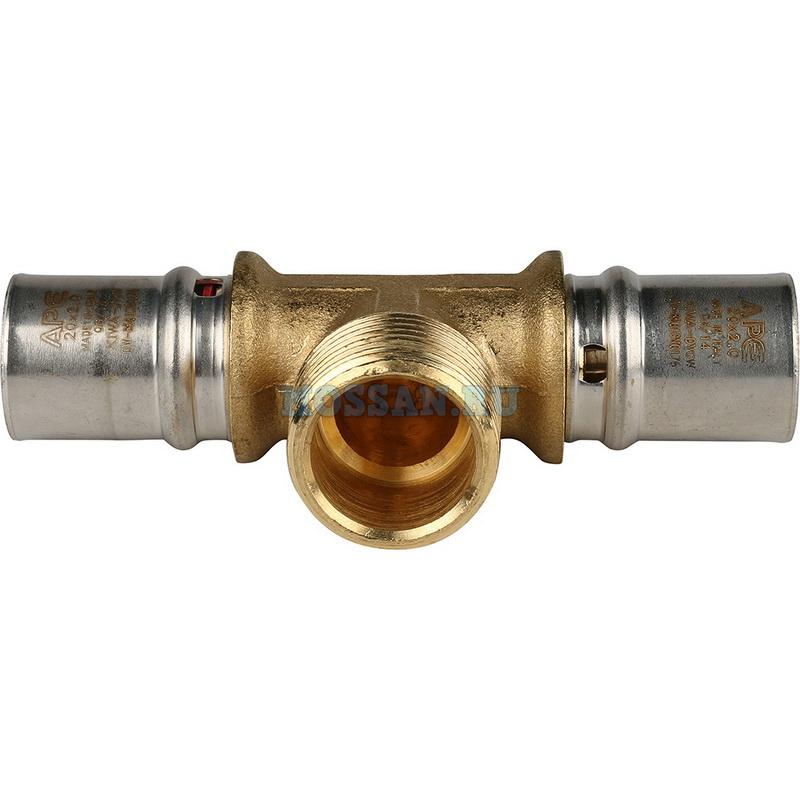 STOUT   Тройник-переходник с наружной резьбой 20х3/4"х20 для металлопластиковых труб прессовой Пресс-фитинги