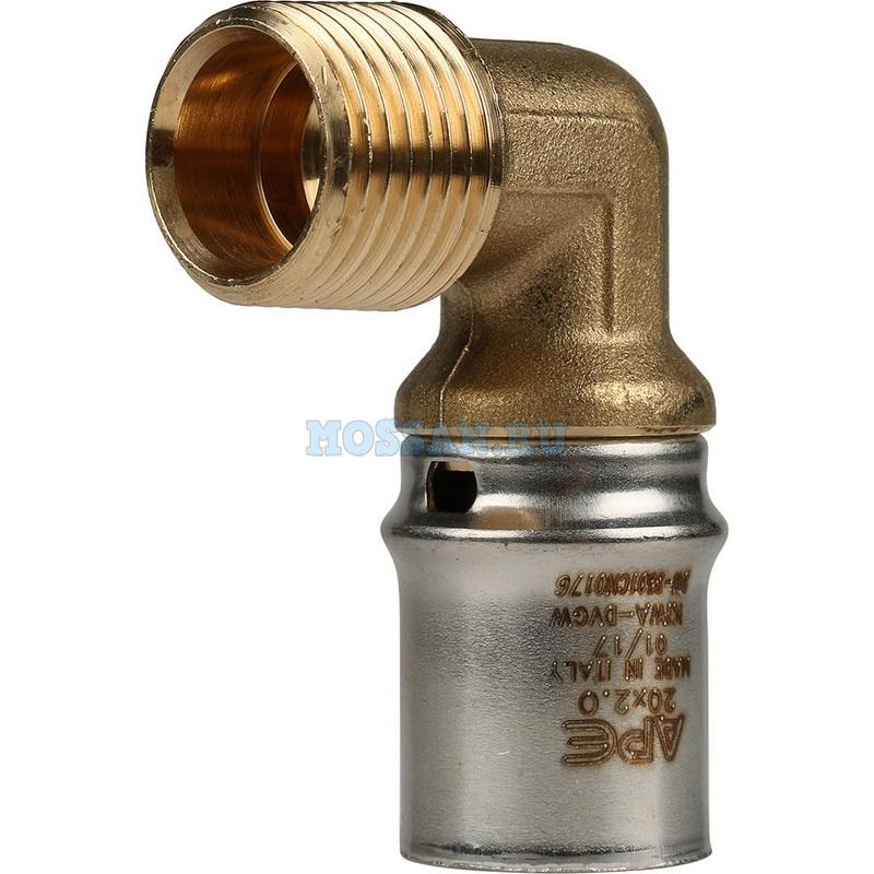 STOUT   Угольник-переходник с наружной резьбой 1/2"х20 для металлопластиковых труб прессовой Пресс-фитинги