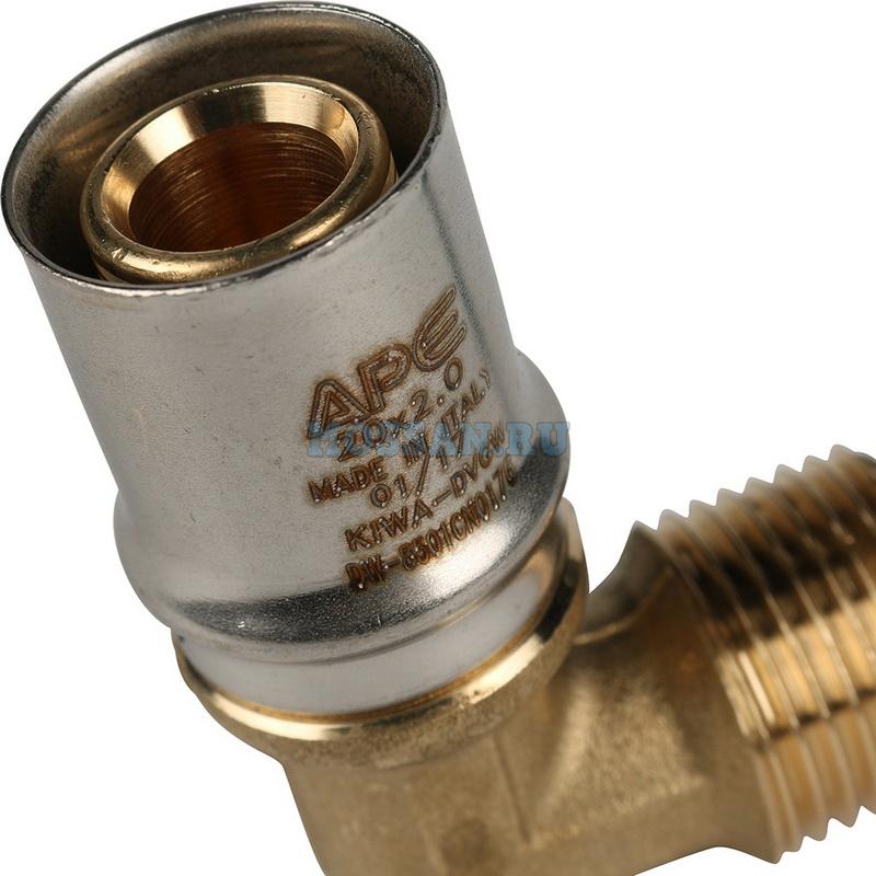 STOUT   Угольник-переходник с наружной резьбой 1/2"х20 для металлопластиковых труб прессовой Пресс-фитинги