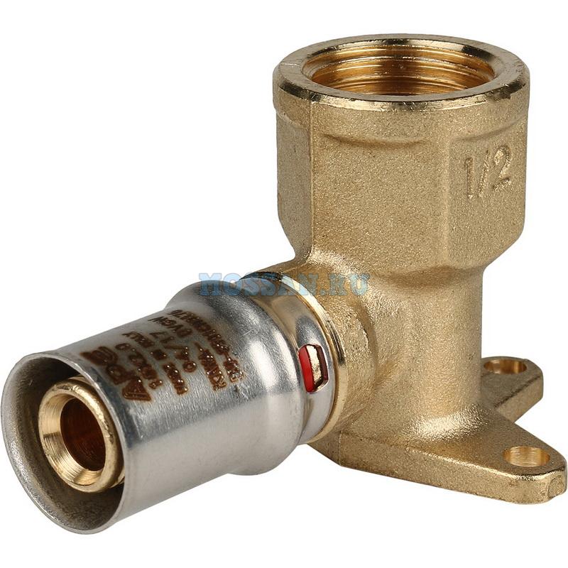 STOUT   Угольник настенный с креплением короткий 1/2"х16 для металлопластиковых труб прессовой Пресс-фитинги