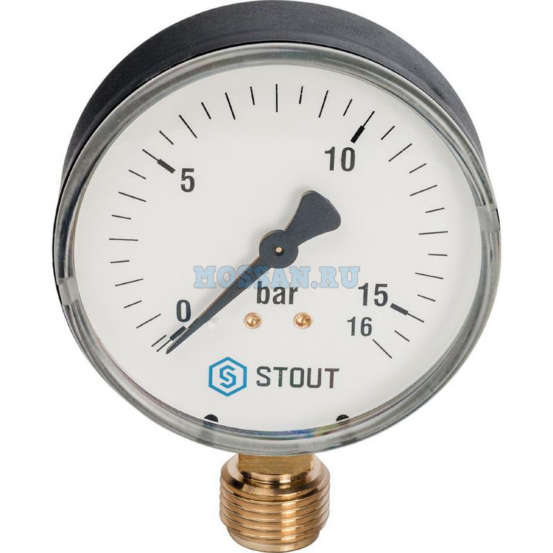 STOUT  Манометр радиальный. Корпус Dn 80 мм 1/2", 0...16 бар, кл.2.5 Манометры