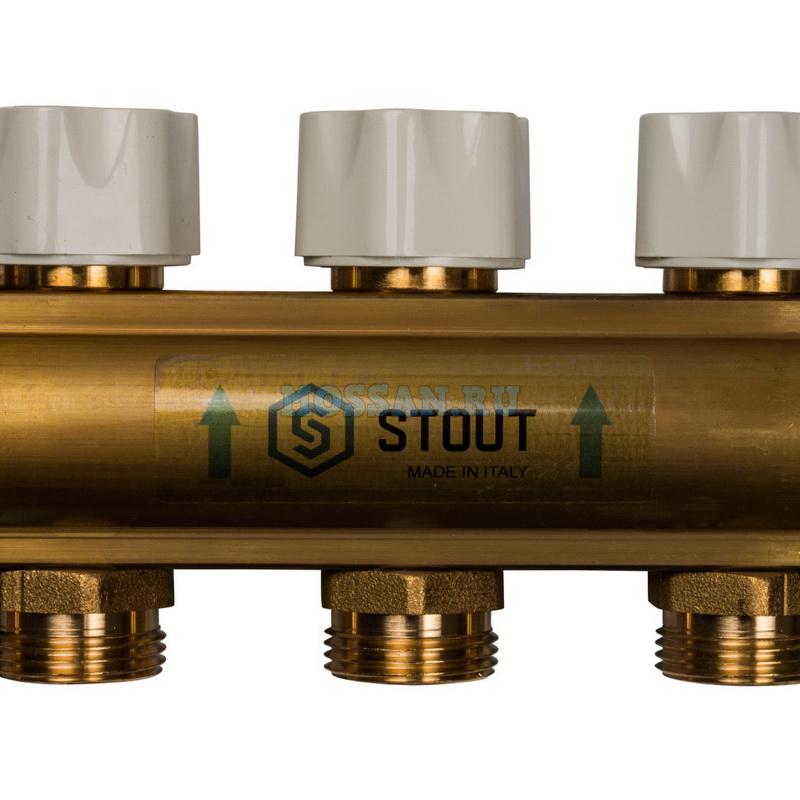 STOUT  Распределительный коллектор из латуни с расходомерами 5 вых. коллекторы и коллекторные группы