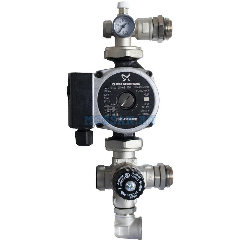 STOUT  Насосно-смесительный узел с термостатическим клапаном; Grundfos UPSO 25-65 130 Группы быстрого монтажа