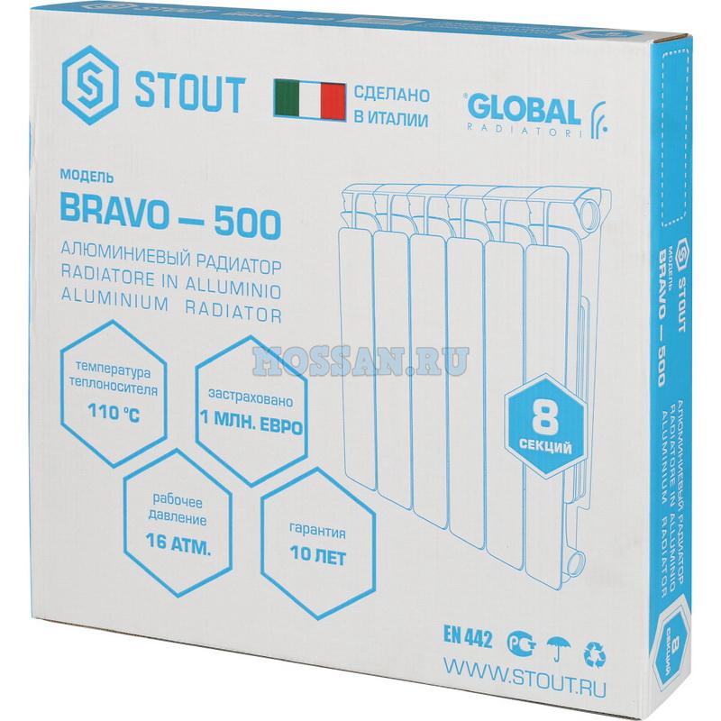 STOUT Bravo 500 8 секций радиатор алюминиевый боковое подключение Радиаторы