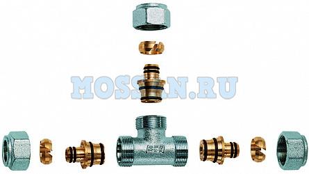 Тройник 1/2" с 3 концовками для м/п труб 20х2