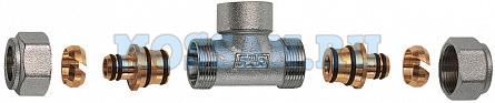 Тройник 1/2"(ВР) с 2 концовками для м/п труб 20х2