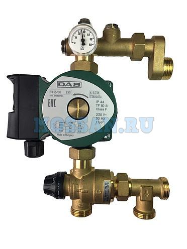 Группа для теплого пола с термосмесителем, с насосом VA 55/130 1/2". Присоединение к коллектору-1"